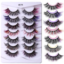 Hand Made Reusable Multilayer Color False Eyelashes Extensions Soft Light Thick Curly 3D Fake Lashes Full Strip Lash Messy Crisscross 8 Models DHL