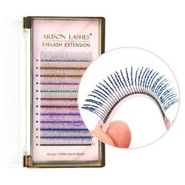 12 Strips Fashion Eyelash Extensions C Curl 0.15mm Individual False Eyelashes Glitter Silver Shimmery Colourful Lashes 220607