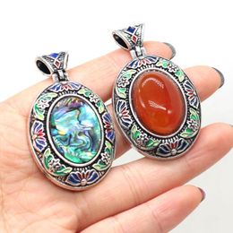 Collares colgantes de gema de gema natural cloisonne esmalte antiguo tigre ojo lapislázuli amuletos para mujeres joyas haciendo collar de bricolaje
