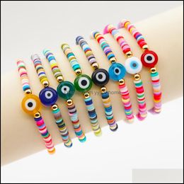 Link Chain Bracelets Jewellery Turkish Evil Blue Eye Bracelet For Women Ins Polymer Clay Bead Pseras Drop Delivery 2021 0Zr1A