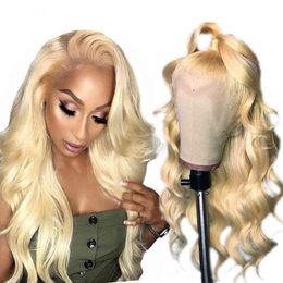 360 blonde lace frontal wig UK - Wholale Luxury 100% Human Hair 360 13X4 Frontal Wig Blonde 613 Body Wave Transparent Hd Lace Wigs For Black Women