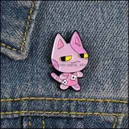 Pins Brooches Jewellery Cat Enamel Pin Custom Dress Kitten For Shirt Lapel Bag Cartoon Badge Animal Gift Kids Friends Drop Delivery 2021 X7Gd