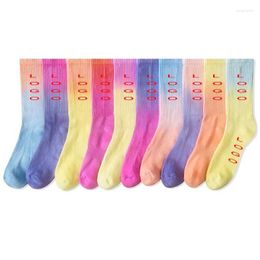 Men's Socks Custom Dip Dye Colourful Casual Cotton Crew Athletic Fashion Wholesale OEM Tie SocksMen's