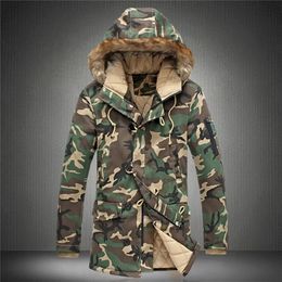 Marca Jaqueta masculina grossa de camuflagem de inverno Casaco parka masculino com capuz jaqueta parkas masculina sobretudo militar 201209