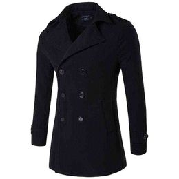 Brand Men's Wool Coat Autumn Winter Casual Thicken Coats Double Breasted Woolen Men Windbreaker Jacket 4XL & Blends T220810