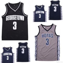 Georgetown Hoyas Allen 3 Iverson College Basketball Jersey University #3 Allen Iverson Navy Blue High School Basketball Jerseys Stitched Size S-2XL Men's shirt