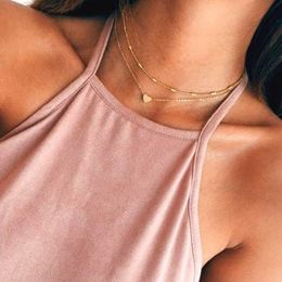 Fashion Tiny Heart Pendant Necklace For Women Trendy Simple Gold Silver Colour Chain Choker Girls Party Jewellery Gift