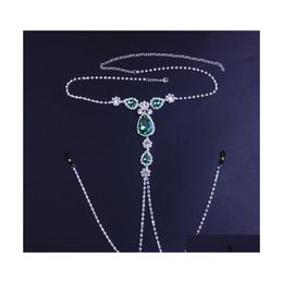 Navel Bell Button Rings Luxury Green Rhinestone Non Piercing Jewelry For Women Sexy Adt Body Nipple Chain Necklace 1874 T2 Drop Del Dh1S6