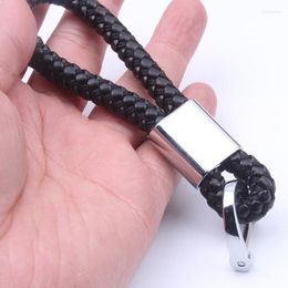 Keychains Creative Handmade Braided Leather Strap Cord Key Chain Fashion Brithday Gift Ring Trinket Keychians For Backpack Miri22