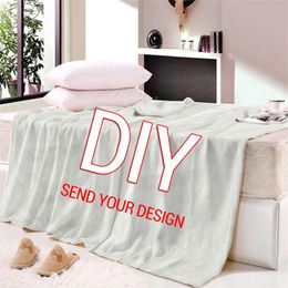 Custom Flannel Throw Blanket Personalised Fleece Blankets for Sofa Gift Customised DIY Drop Print on Demand 220702