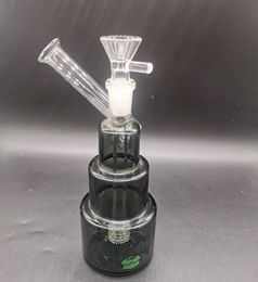 Mini 6.5 inch Dark Green Glass Water Bong Hookahs with Bowls Female 14mm Smoking Pipes