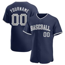 Custom Navy Gray-White 87987 Authentic Baseball Jersey