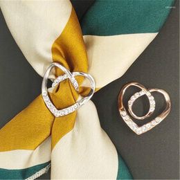 Pins Brooches Heart Scarf Crystal Silk Buckle Brooch Women Shawl Ring Clip Scarves Fastener Hem Knotted Button Accessories Kirk22