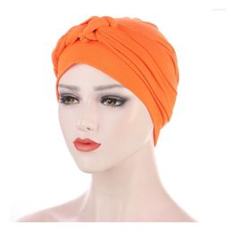 Beanie/Skull Caps 25# Solid Colour Chemo Ethnic Bohemian Pre-tied Twisted Braid Hair Knitted Hats Cover Wrap Turban Headwear Bonnet Pros22