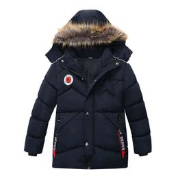 Winter 2022 New Children's Hooded Coats Cotton Padded Boys Thick Coat Fleece Lining Outerwear Plus Velvet Warm Cotton Jackets J220718