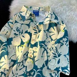 Women's Blouses & Shirts Hawaiian Full Print Short Sleeve Button Up Shirt Women Camisas Para Mujer Beach Style Vocation Japanese Summer Kore