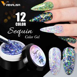 NXY Nail Gel Big Glitter Peacock Foil Sequins Holographic Art Uv Polish Soak of Decoration 0328