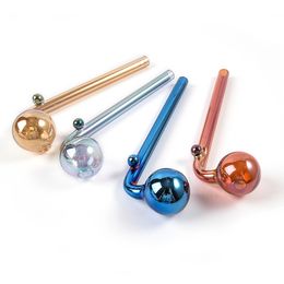 Newest Electroplate Smoking Pipes Colourful Pyrex Glass Oil Burner Pipes Mini Small Handpipe Oils Nail Pipe Accessories SW133