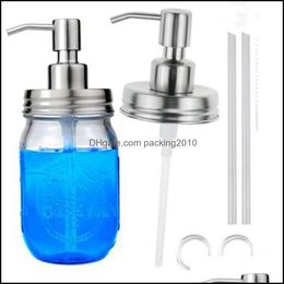 Liquid Soap Dispenser Bathroom Accessories Bath Home Garden 450Ml Diy Hand Pump Stainless Steel Mason Jar Countertop / Lotion Head Glass B