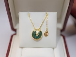 Colar amuleto estilista verde colares joias com diamantes para mulheres acessórios de festa