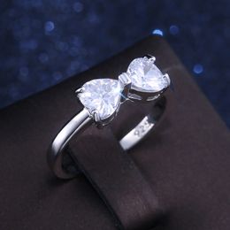 Size 6-10 Cute Bow Ring Stunning Luxury Jewellery 925 Stearling Silver White Topaz CZ Diamond Gemstones Party Women Wedding Bridal Gift R014