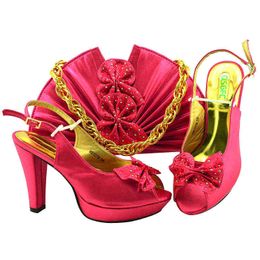 Dress Shoes Newest Autumn Italian Design Ladies with Matching Bag High Quality African Nigeria Shoe and Set in Yellow Color 220722