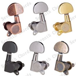A Set 6 Pcs Sealed Gear Electric Acoustic Guitar Tuning Pegs keys Tuners Machine Heads/ with Big Semicircle Buttons