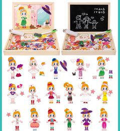 Wholesale Model Building Kits toys Wooden Magnetic Puzzle Figure/Animals/ Vehicle /Circus Drawing Board 5 styles Educational Toys for Children Gift GYH