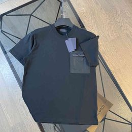 Men's T-Shirts 2022 spring and summer new couple classic triangle nylon pocket splicing round neck short sleeve T-shirt