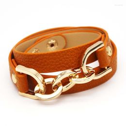 Link Chain Fashion Leather Bracelets For Women Jewelry Wholesale Punk Cool Charm Round Wrap Christmas GiftsLink Lars22