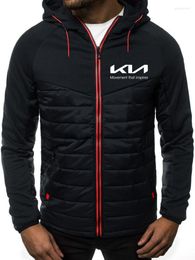 put down UK - Men's Down & Parkas Autumn Winter Exquisite Clothes KIA Logo Print Customizable Put Together Casual Hoodie Zipper Jacket Warm Guin22
