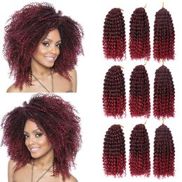 Kinky Curly Crochet Hair 8 Inch 90gram/bag Short Marlybob Jerry Curl Natural Black Colour Afro Twist 3pcs Soft Synthetic Braiding Hair Extension For Women LS05