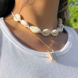 Bohemian Natural Shell Choker Necklace for Women Collar Cowrie Conch Seashell Collar Summer Beach Lock Pendands Y2K Accessories