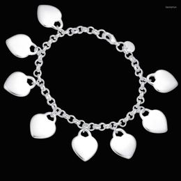 Charm Bracelets Silver For Women Multi Hearts Link Chain Bracelet & Bangles Pulseira Femme Brand Jewelry Accesories Bijoux Gifts Kent22