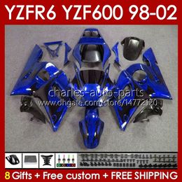 Bodys Kit For YAMAHA YZF R6 R 6 YZF600 600CC 98-02 Bodywork 145No.41 blue stock blk YZF 600 CC YZF-600 YZFR6 98 99 00 01 02 Frame YZF-R6 1998 1999 2000 2001 2002 Full Fairing