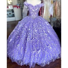 Lavender Quinceanera Dresses Sweet 16 Girl Appliques Beading Sequined Princess Ball Gown Birthday Party Prom Dress Vestidos De 15 Años