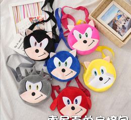 6 Colors Children Bags Soft Sonic Plush Coin Purse Zipper kids coin bag sling money card fashionable Wallet