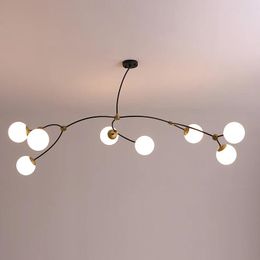 Pendant Lamps Tree Branch Led Chandelier Design Glass Bubble Lvy Horizontal Light Living Kitchen Bar Bedroom Art Deco Molecular Lamp