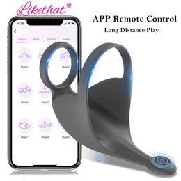 Bluetooth Testicle Scrotum Vibrator For Men Cock Ring APP Wireless Remote Chastity Belt Men's Masturbator sexy Toys Couples