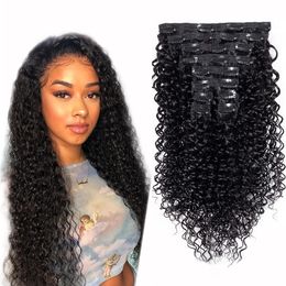 4B 4C Kinky Curly Clip Ins for Black Brazilian Virgin Hair Natural Afro Clips In Hair Extensions 7Pcs/Set