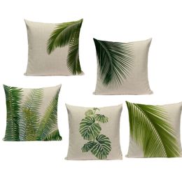 Pillow Case Tropical Plants Palm Tree Printed Decorative Throw Pillow Cushion Cover Case Green Leaf Leaves For Sofa Home 220623