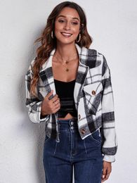 Women's Jackets Autumn Winter Female Urban Casual Short Coats Long Sleeve Women Plaid Tops Fashion Clothes 2022Women's