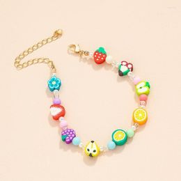 Beaded Strands HUANZHI 2022 Colorful Transparent Resin Acrylic Fruit Strawberry Butterfly Flower Heart Bracelet For Women Summer Jewelry Faw