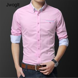 Fashion Handsome Regular Fit Casual Men Long Sleeve Shirt Design Good Fabric Soft Comfortable White Khaki Pink Men Dress Shirts LJ200925