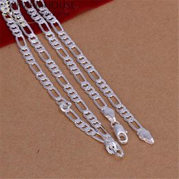 Chains Pure 925 Silver Necklaces For Men 4mm 16-30inch Long Chain Figaro Necklace Collier Femme Wedding Bridal Jewellery AccessoriesChains