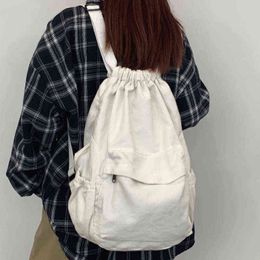 Female Canvas Cute Drawstring College Backpack Fashion Women Laptop Book Bag Trendy Ladies Backpack Cool Girl Travel School Bags