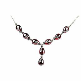 Chains Retro 100% 925 Sterling Silver Natural Gemstones Garnet Necklace Pendant For Women Ruby Necklaces JewelryChains
