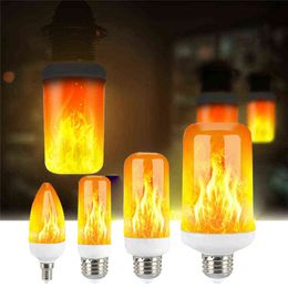 E27 E14 B22 LED Dynamic Flame Effect Fire Light Bulb Creative Flickering Emulation 110V 220V Corn lamps for home decorative H220428
