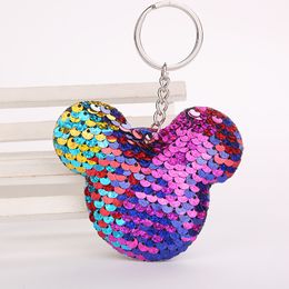 Mouse Design Car Keychain Favour Pendant Charm Jewellery Glitter Sequins Keyring Holder for Woman Gift Fashion Animal Key Chain Accessories