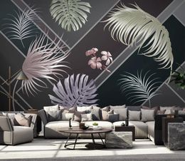 custom 3d wallpaper mural HD photo wallpaper Nordic minimalist tropical plant floral geometric postmodern background